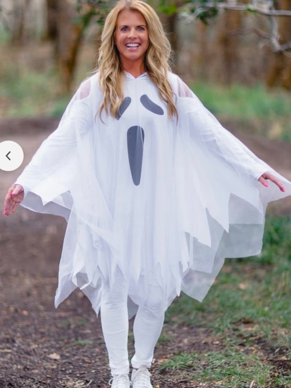 Ghost Costume Poncho - White Ghost Face Hooded Cape